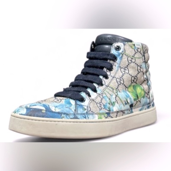 EUC [Gucci] Authenticated Bloom GG Floral High Top Sneakers Men’s US 8.5 w/ Box - Picture 3 of 16